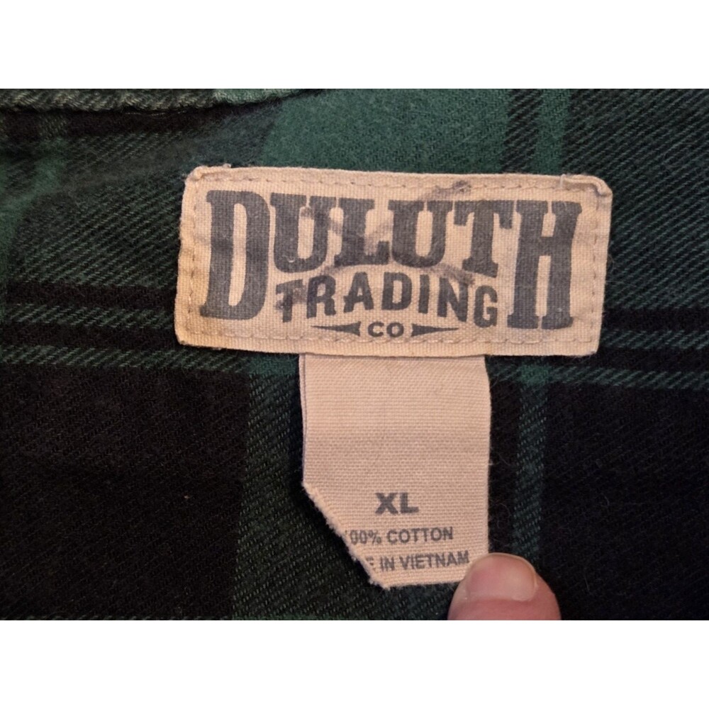 Duluth Trading Co Flannel Shirt Men’s XL Green Plaid Button Down Heavy Cotton - Picture 4 of 7